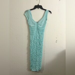 Icy Blue Ruched Midi Dress